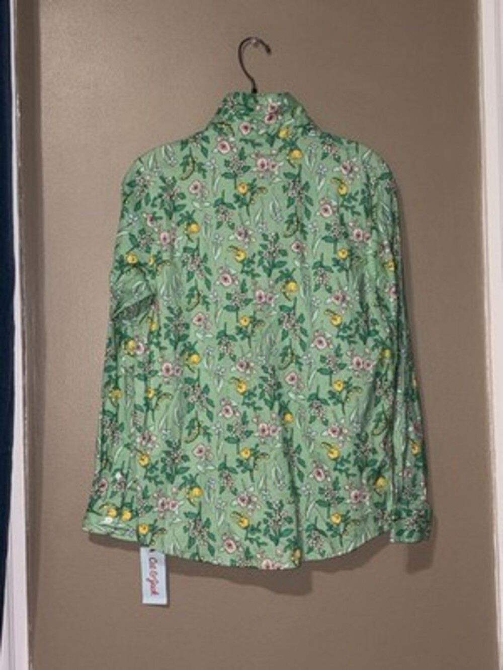 NWT Cat & Jack Green Floral Print Long Sleeve Button Up Girl/boy Size XL 14 - Picture 4 of 5